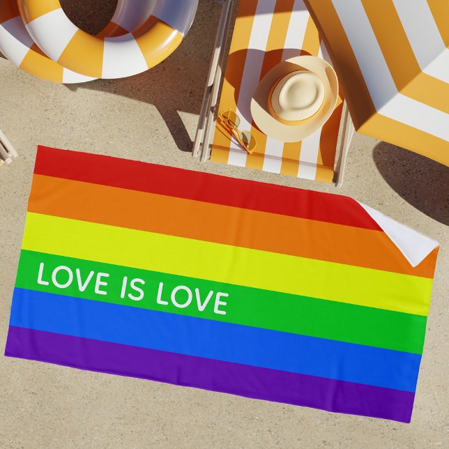 Rainbow Love is Love Gay Pride LGBTQ Beautiful Beach Towel (Creator Uploaded)