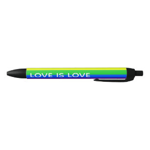 Rainbow Love is Love Gay Pride LGBTQ Beautiful Black Ink Pen