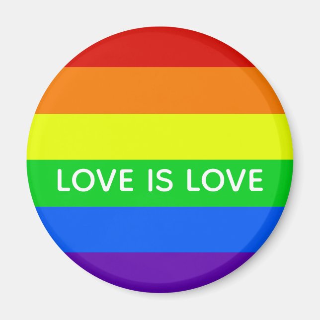 Rainbow Love is Love Gay Pride LGBTQ Beautiful Magnet (Front)