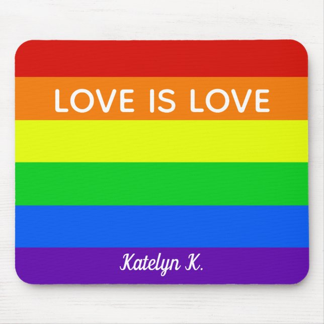 Rainbow Love is Love Gay Pride LGBTQ Beautiful Mouse Mat (Front)