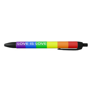Rainbow Love is Love Gay Pride Parade LGBTQ Black Ink Pen