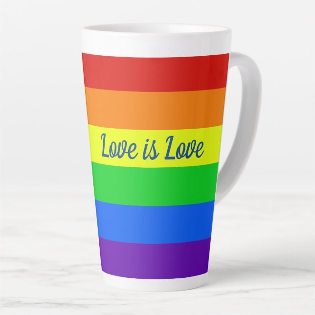 Rainbow Love is Love Latte Mug (Right Angle)
