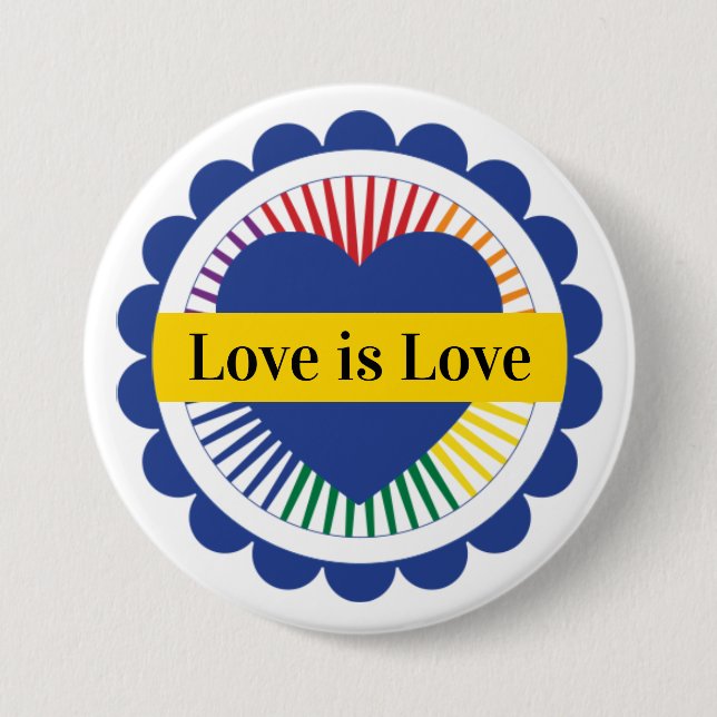 Rainbow Love is Love LGBTQ Gay Pride 7.5 Cm Round Badge (Front)