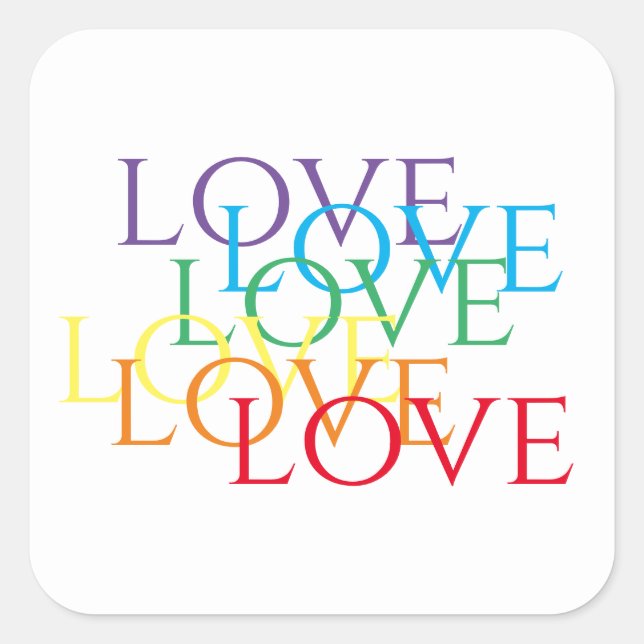 RAINBOW LOVE Large Square Stickers (Front)