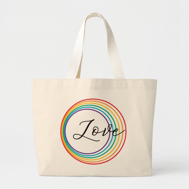 Rainbow Love Large Tote Bag (Front)