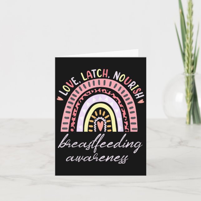 Rainbow Love Latch Nourish Breastfeeding Awareness Card (Front)