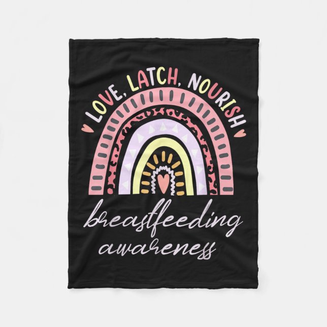 Rainbow Love Latch Nourish Breastfeeding Awareness Fleece Blanket (Front)