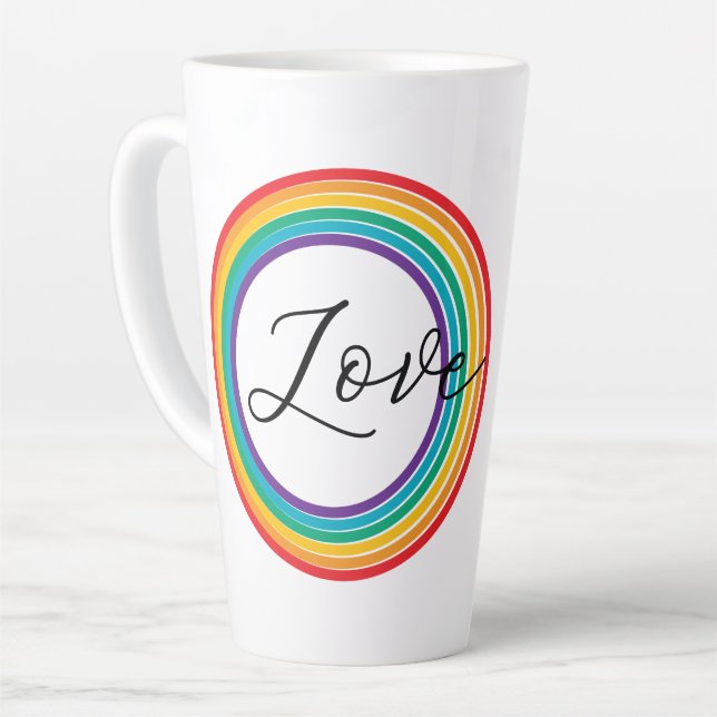 Rainbow Love Latte Mug (Left Angle)