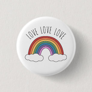 Rainbow Love Love Love 3 Cm Round Badge