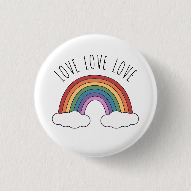 Rainbow Love Love Love 3 Cm Round Badge (Front)
