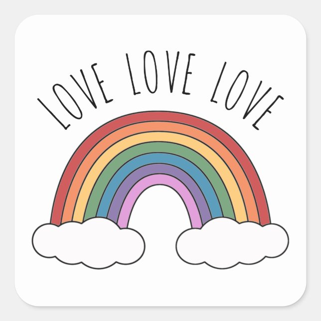 Rainbow Love Love Love Square Sticker (Front)