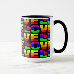 Rainbow Love mug - choose style & colour