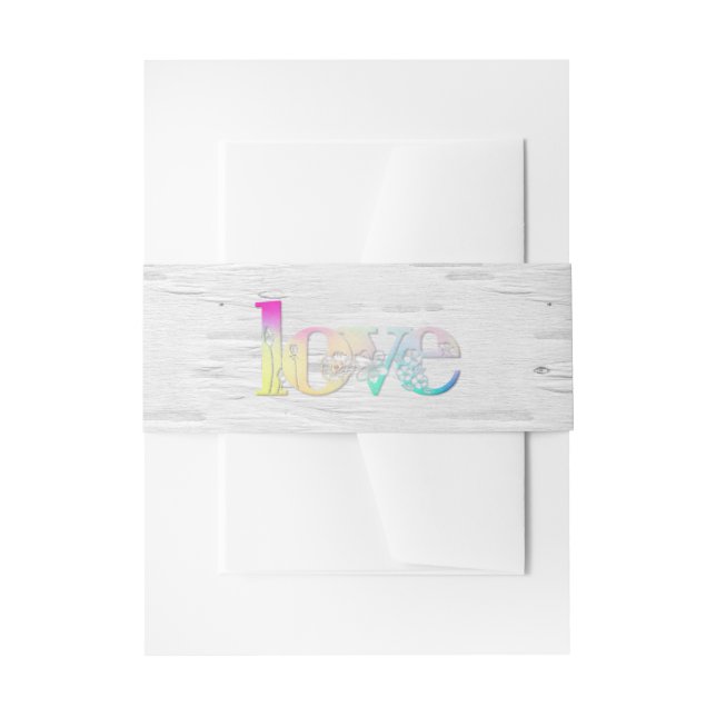Rainbow Love On Birch Invitation Belly Band (Front Example)