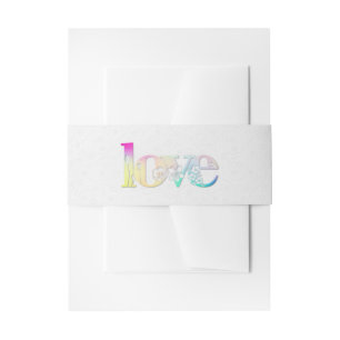 Rainbow Love On Embossed Invitation Belly Band