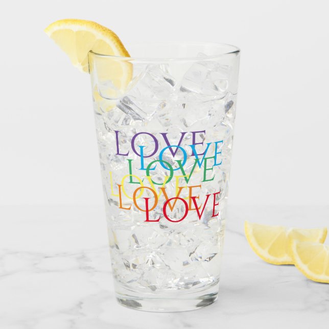 RAINBOW LOVE Pint Drinking Glass (Front Ice)