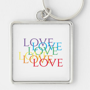 RAINBOW LOVE Premium Square Keychain 