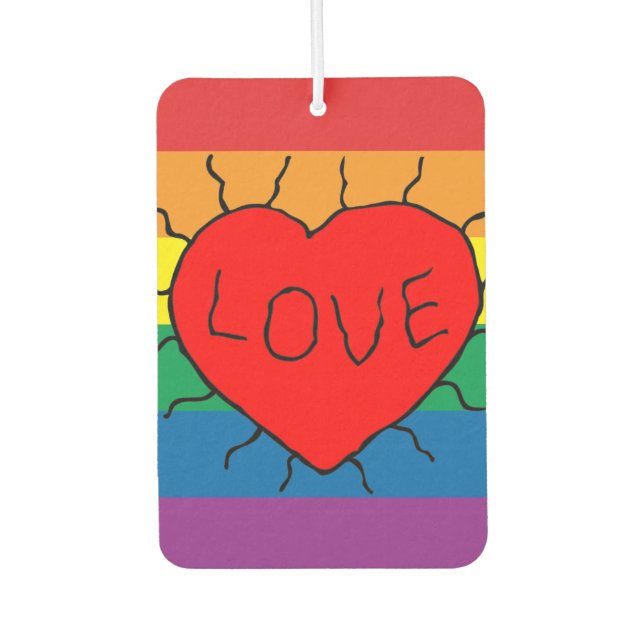 Rainbow Love, Pride, LGBT, Celebrate Love Car Air Freshener (Front)