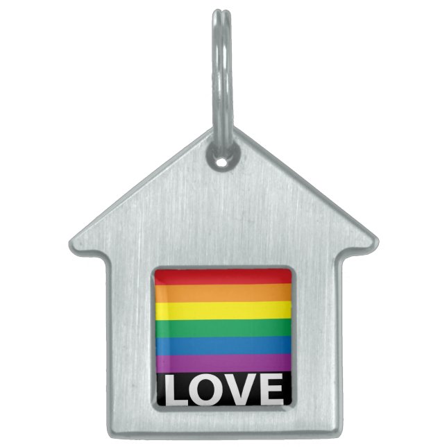 Rainbow Love, Pride, LGBT, Celebrate Love Pet Tag (Front)
