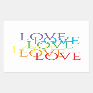 RAINBOW LOVE Rectangle Stickers 