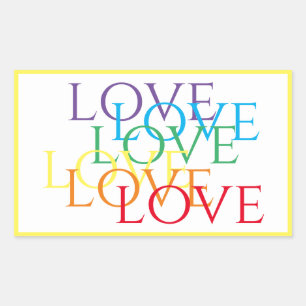 RAINBOW LOVE Rectangle Stickers / Yellow