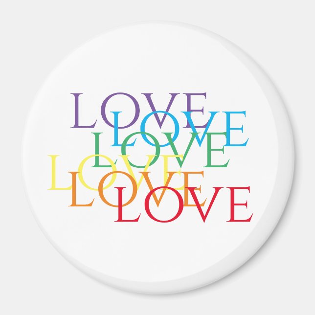 RAINBOW LOVE Round Magnet  (Front)