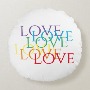 RAINBOW LOVE Round Pillow 