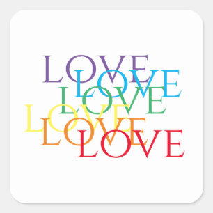 RAINBOW LOVE Small Square Stickers