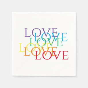 RAINBOW LOVE Standard Cocktail Paper Napkins 