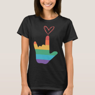 Rainbow Love Symbol Deaf  T-Shirt