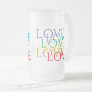 RAINBOW LOVE Tall Frosted Glass Mug