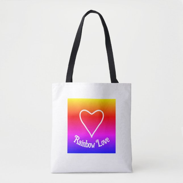 Rainbow Love Tote Bag Colourful  (Front)