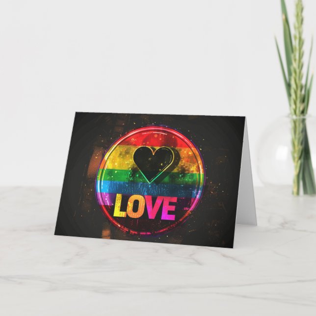 Rainbow Love Valentine's Digital Art Holiday Card (Front)