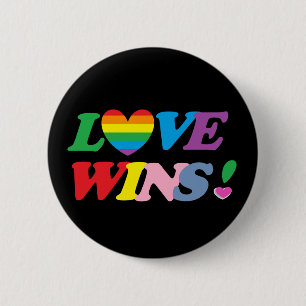 Rainbow Love Wins Heart LGBT 6 Cm Round Badge