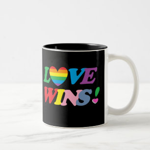 Rainbow Love Wins Heart LGBT Two-Tone Coffee Mug