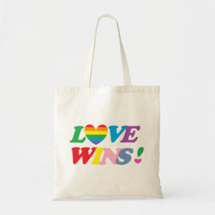 Rainbow Love Wins Heart Tote Bag