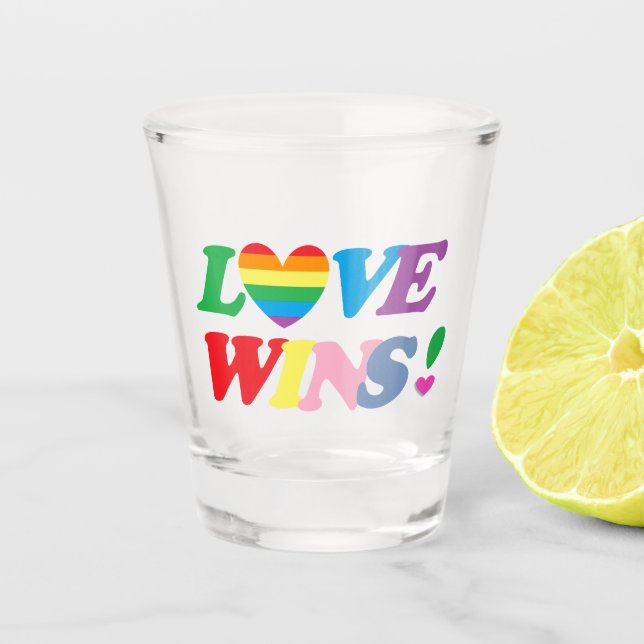 Rainbow Love Wins LGBT Shot Glass (Front)