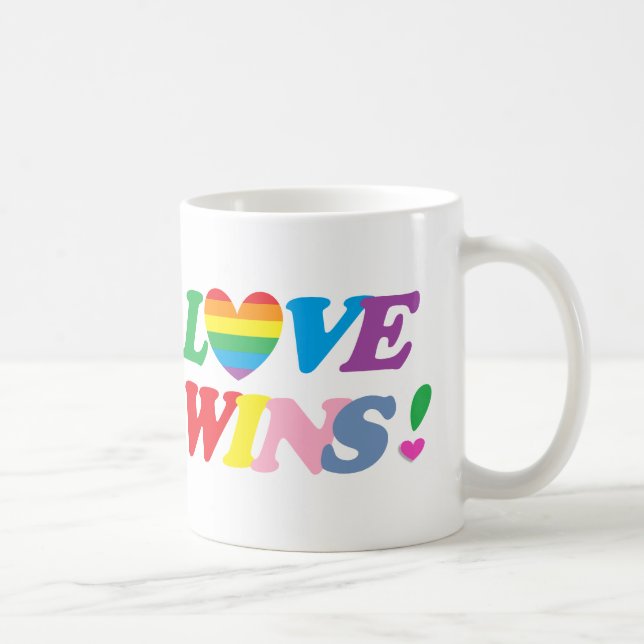 Rainbow Love Wins Pride Heart LGBT Coffee Mug (Right)
