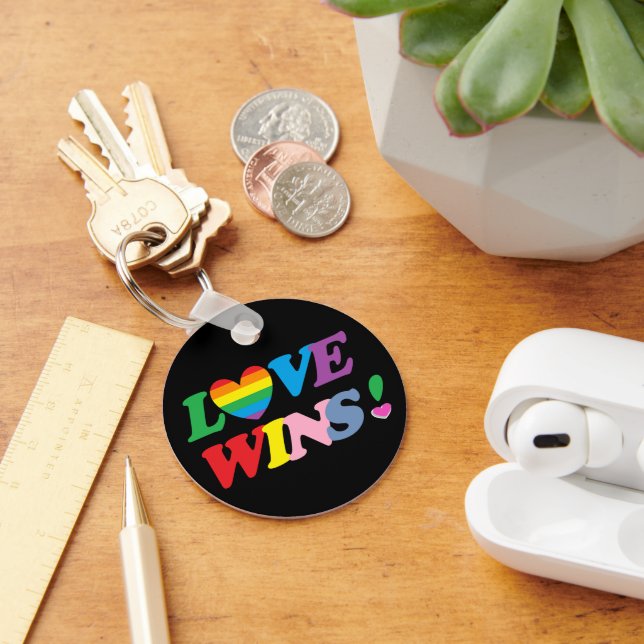 Rainbow Love Wins Pride Heart LGBT Key Ring (Desk)