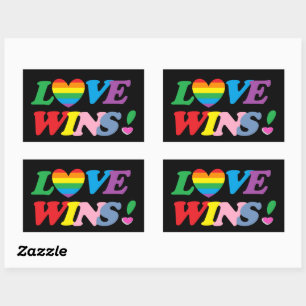 Rainbow Love Wins Pride Heart LGBT Rectangular Sticker