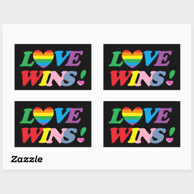 Rainbow Love Wins Pride Heart LGBT Rectangular Sticker (Sheet)