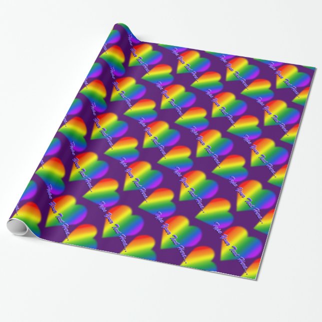 Rainbow Love Wrapping Paper Custom Gay Pride Paper (Unrolled)