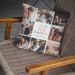 Rainbow 'LOVE YOU DADDY' Photo Collage Keepsake Cushion