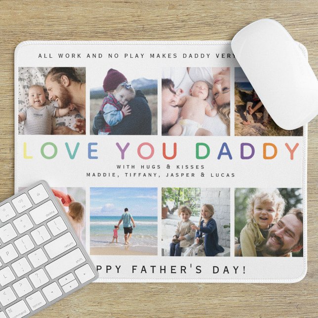 Rainbow 'LOVE YOU DADDY' Photo Collage Keepsake Mouse Mat (Creator Uploaded)