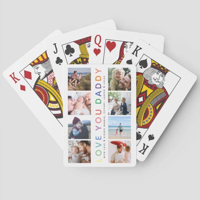 Rainbow 'LOVE YOU DADDY' Photo Collage Keepsake Playing Cards (Back)