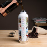 Rainbow 'LOVE YOU DADDY' Photo Collage Keepsake Water Bottle<br><div class="desc">Create your very own water bottle for dad with this 8 square photo collage template. Design features modern rainbow lettering that reads 'LOVE YOU DADDY' personalised with a sweet message and name/s. Makes a unique keepsake gift for birthdays,  christmas or father's day.</div>