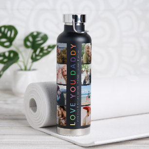 Rainbow 'LOVE YOU DADDY' Photo Collage Keepsake Water Bottle