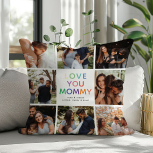 Rainbow 'LOVE YOU MOMMY' Photo Collage Keepsake Cushion