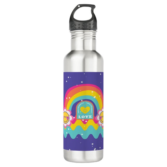 Rainbow Love yourself 710 Ml Water Bottle (Front)