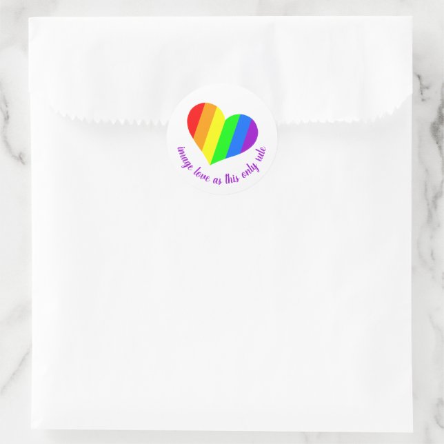 Rainbow Lover Hearts Classic Round Sticker (Bag)