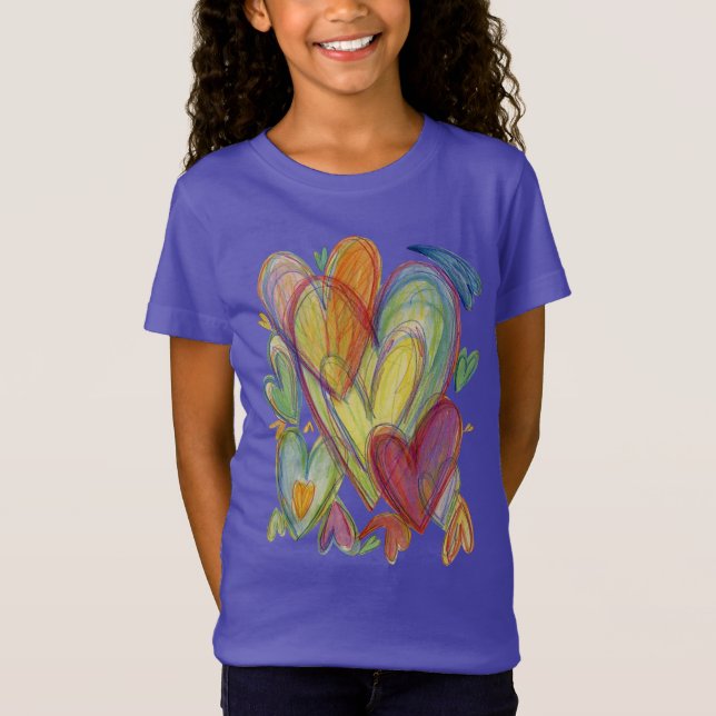 Rainbow Loving Hearts Art Custom TShirt (Front)